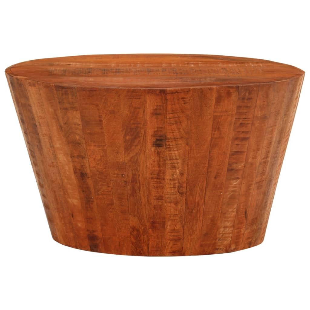 vidaXL Round Coffee Table - Solid Mango Wood Frame, 20.5&quot; Brown Farmhouse Style - Versatile for Living Room, Bedroom, Office
