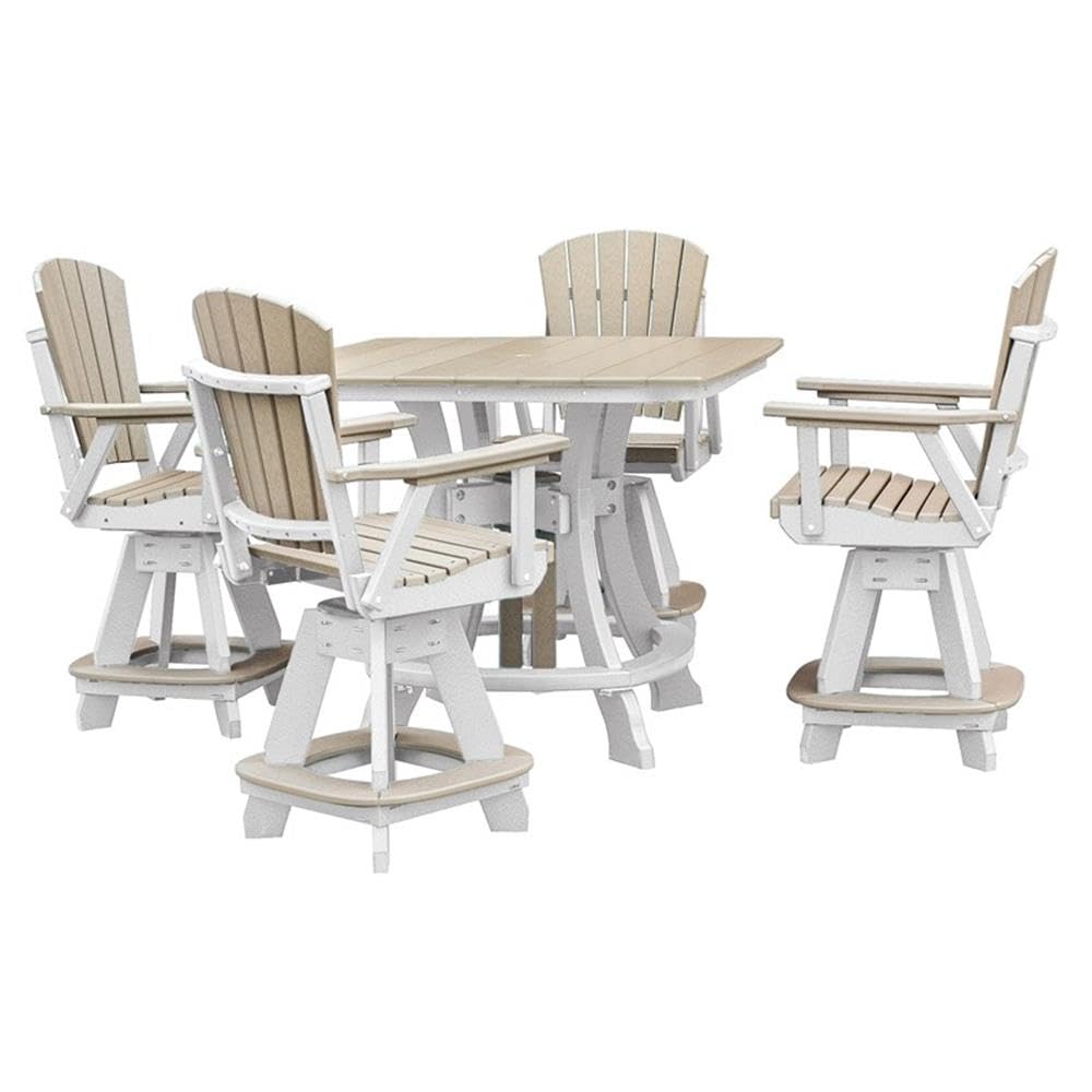 American Furniture Classics Five Piece Square Counter Height Dining Set, Weatherwood/White