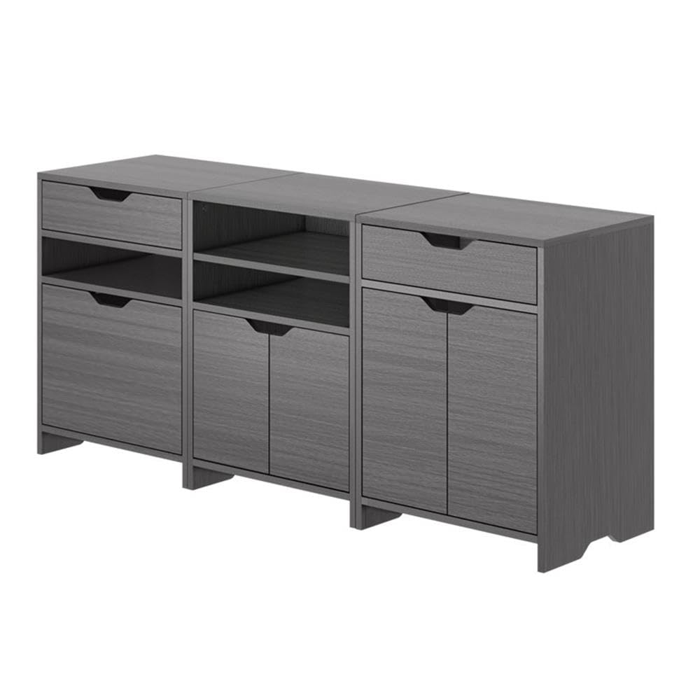 Winsome Wood Nova 3-Pc Storage Cabinet Set, Charcoal