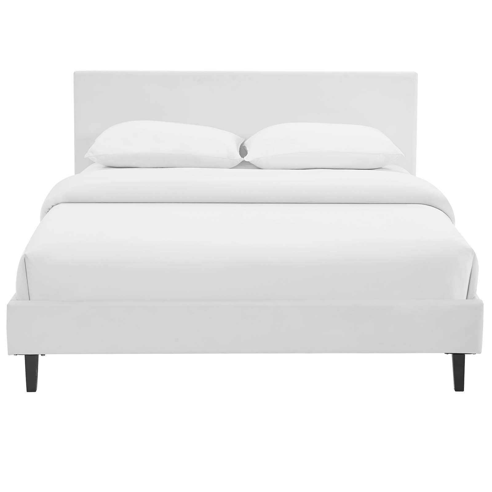 Modway Anya Upholstered White Faux Leather Full Platform Bed With Wood Slat Support