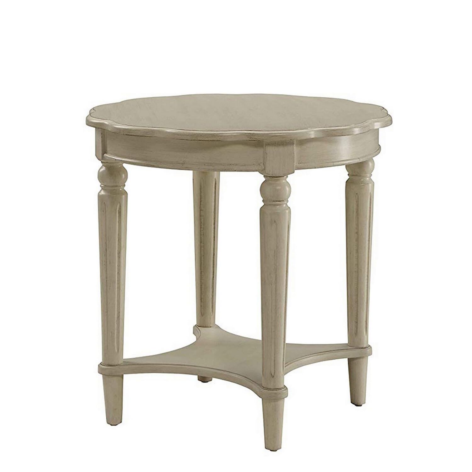 Benzara Bm154599 End Table Antiqued White