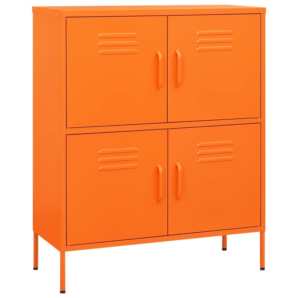 vidaXL Orange Steel Storage Cabinet with 2 Adjustable Shelves – 31.5&quot;x13.8&quot;x40&quot; – Industrial Style – Assembly Required