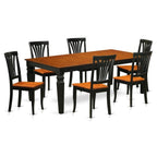 East West Furniture LGAV7-BCH-W 7 Piece Dining Room Furniture Set Consist of a Rectangle Kitchen Table with Butterfly Leaf and 6 Dining Chairs, 42x84 Inch, Black & Cherry