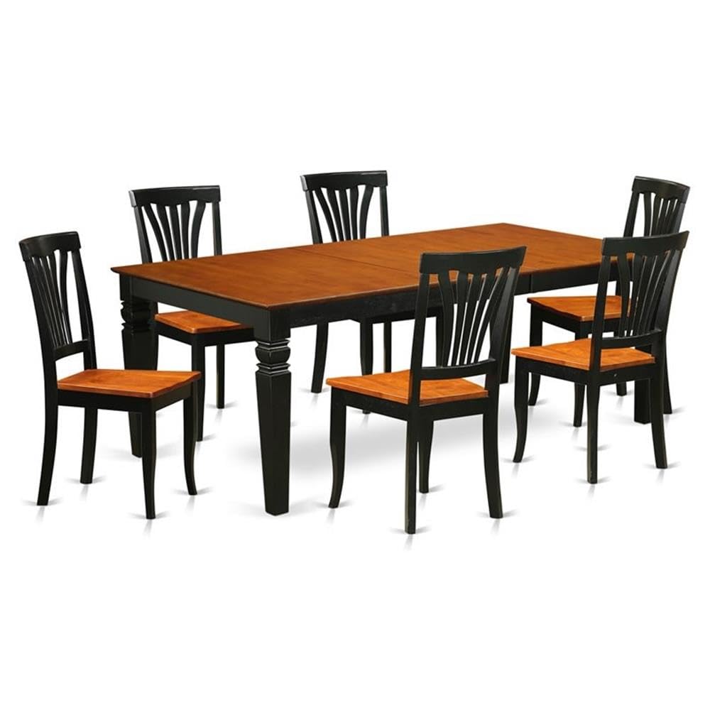 East West Furniture LGAV7-BCH-W 7 Piece Dining Room Furniture Set Consist of a Rectangle Kitchen Table with Butterfly Leaf and 6 Dining Chairs, 42x84 Inch, Black & Cherry