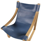 Steve Silver Furniture Oak & Cobalt Hammock Sling, Natural Leather, Steam Bent Arms, Natural Comfort, Leather, Oak Solids, Accent Chair, Living Room Furniture, 26.3 x 28.3 x 37, Blue