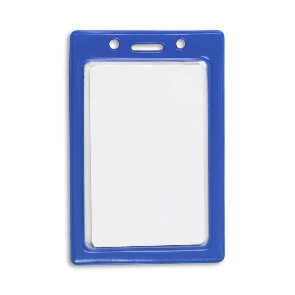 Vertical Color Frame Badge Holder, Pre-Punched Credit Card Size Id Card Holder, Use With Lanyards, Chains, Or Badge Clips - Roya