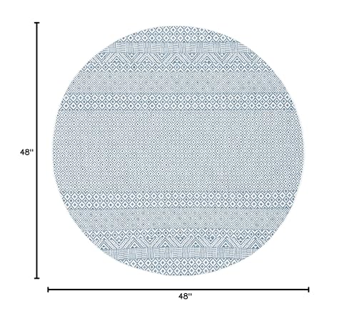 Safavieh Courtyard Collection 4' Round Blue/Navy Cy8235 Indoor/ Outside Waterproof Easy Cleansingpatio Backyard Mudroom Area Mat