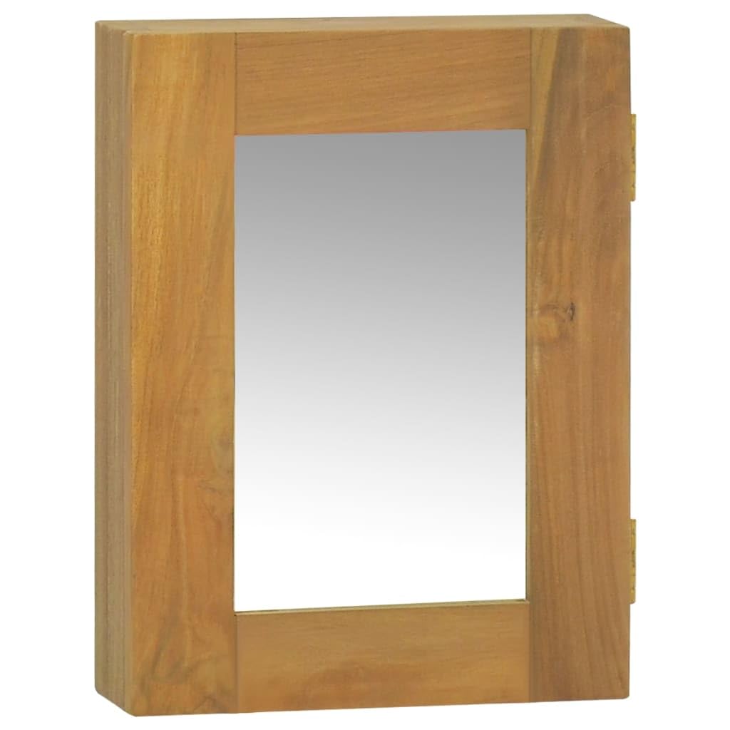 Vidaxl Wall-Mounted Mirror Cabinet With Extra Storage, Crafted From Solid Teak Wood, Compact Design Ideal For Small Spaces, Brown