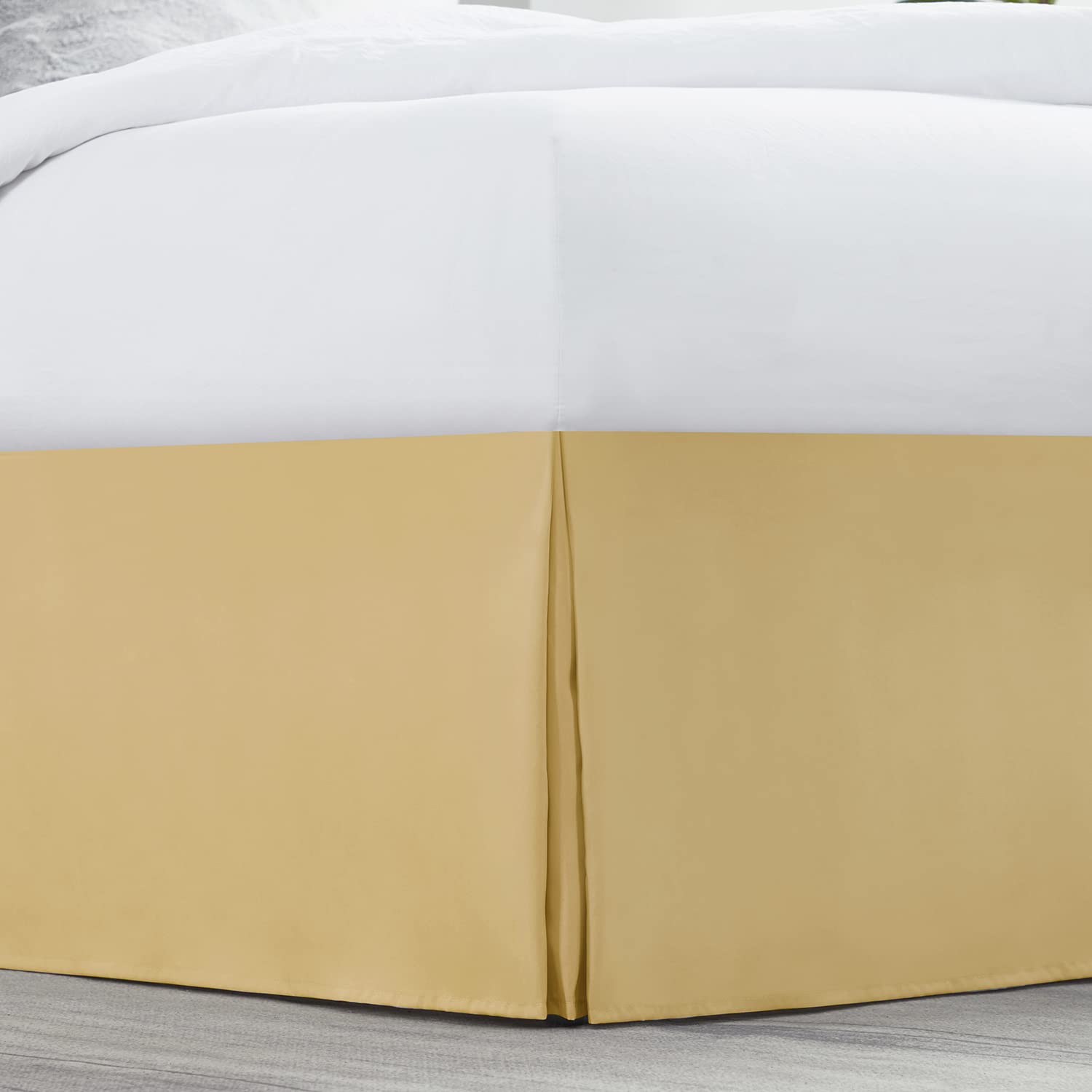 Nestl Gold Full Xl Bed Skirt - Full Xl Size Bed Skirt 14 Inch Drop - Brushed Microfiber Bed Skirts - Hotel Quality Pleated Bed Skirt - Shrinkage & Fade Resistant