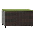 vidaXL Brown Poly Rattan Patio Footrest with Green Cushion - Weather- and Easy to Clean - Sturdy Powder-Coated Steel Frame - Mod