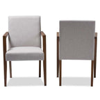 Baxton Studio Andrea Upholstered Arm Chair in Gray Beige (Set of 2)