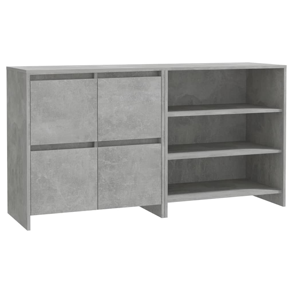 vidaXL Sideboard Set, 2-Piece, Concrete Gray, Engineered Wood, Multiple Shelves and Doors for Storage & Display, Easy Assembly, Ideal Home Decor