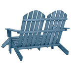 vidaXL Solid Fir Wood Adirondack Chair&Ottoman for Indoor/Outdoor- Blue, Ergonomically Designed for Comfort, Detachable Ottomans Included