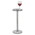 mDesign Glass Top Side/End Drink Table - Tall Modern Round Accent Metal Nightstand Furniture for Living Room, Dorm, Home Office,