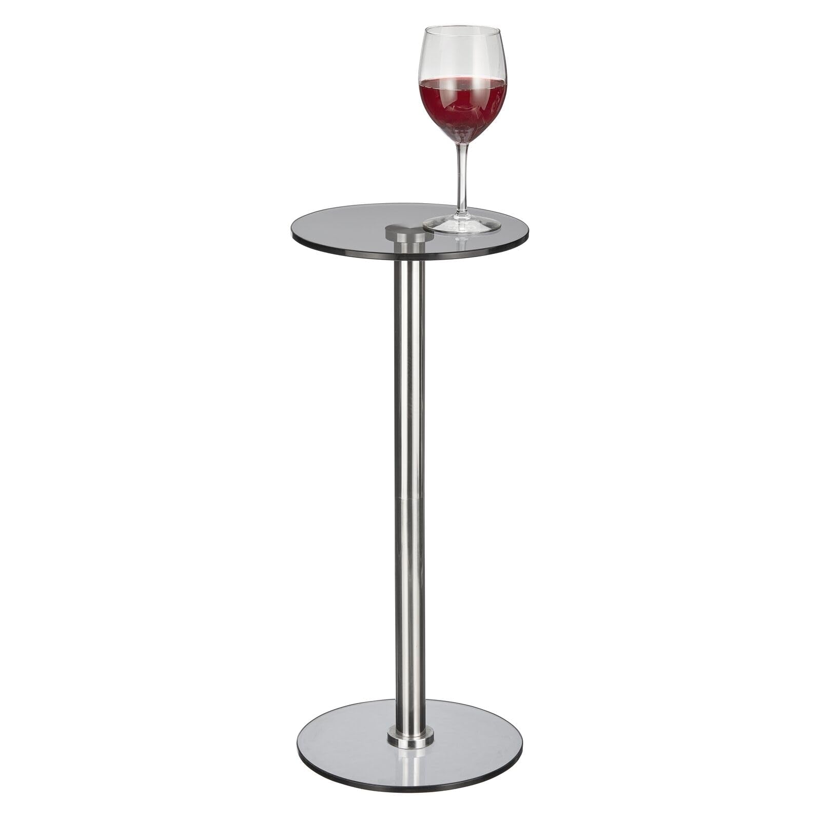 mDesign Glass Top Side/End Drink Table - Tall Modern Round Accent Metal Nightstand Furniture for Living Room, Dorm, Home Office,
