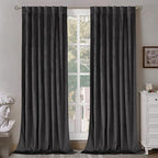 Bgment Grey Velvet Curtains 102 Inches Long For Living Room, Thermal Insulated Room Darkening Curtains Drapes Window Treatment W