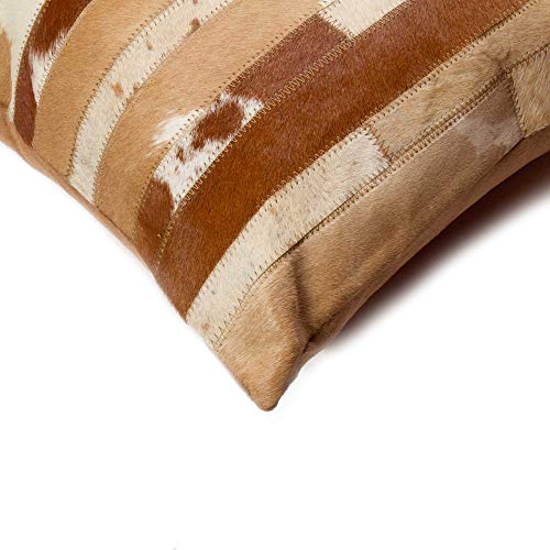 HomeRoots Kitchen Handcrafted Decorative Square Pillow with Hidden Zipper Closure - 18' x 18' x 5', Brown and Natural