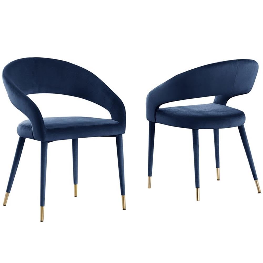 Best Master Furniture Jacques Velvet Navy Dining Chairs (Set Of 2)