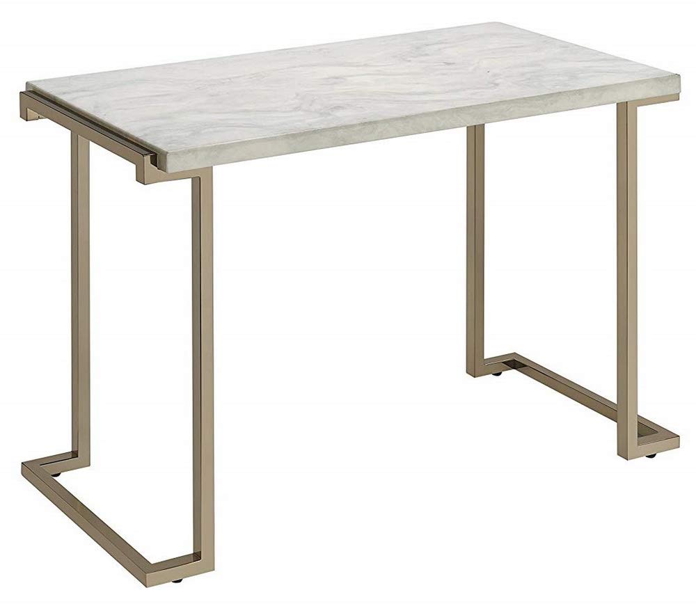 Acme Boice Ii Rectangular Faux Marble Top Console Table In Champagne Beige