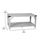 Flash Furniture Wyatt Modern Farmhouse 2 Tier Coffee Table - Aspen Gray Engineered Wood Frame - Black Metal Crisscross Side Braces and Corner Accents