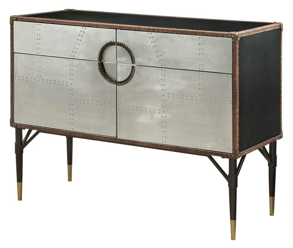 ACME Brancaster Console Table - - Top Grain Leather & Aluminum