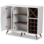Baxton Studio Pietro Mid-Century Modern White and Walnut Finished Wood Wine Cabinet