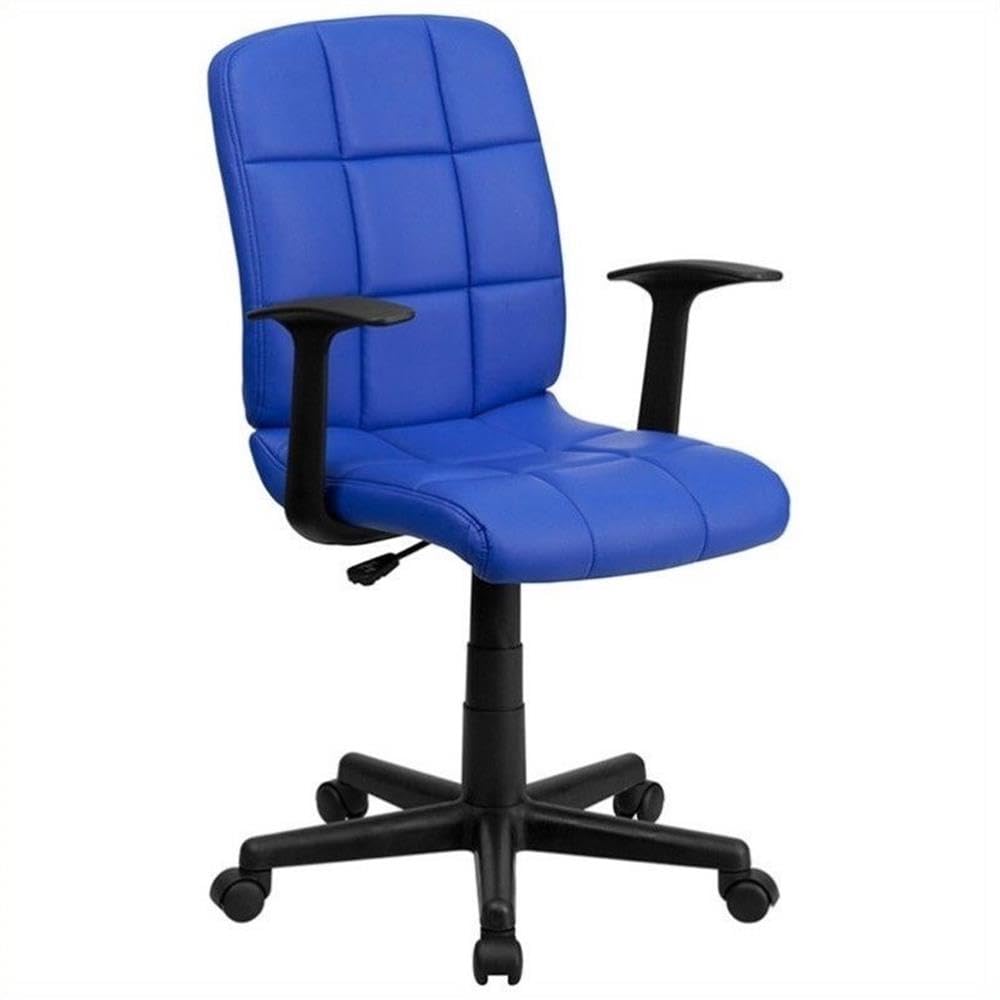 Flash Furniture Clayton Mid-Back Blue Quilted Vinyl Swivel Task Office Chair with Arms