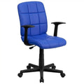 Flash Furniture Clayton Mid-Back Blue Quilted Vinyl Swivel Task Office Chair with Arms