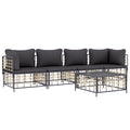 vidaXL 5-Piece Anthracite Patio Lounge Set with Poly Rattan Construction, Modular Sofas, and Dark Grey Cushions - Ideal for Garden, Outdoor, and Terrace