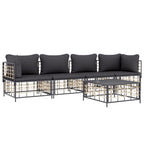 vidaXL 5-Piece Anthracite Patio Lounge Set with Poly Rattan Construction, Modular Sofas, and Dark Grey Cushions - Ideal for Garden, Outdoor, and Terrace