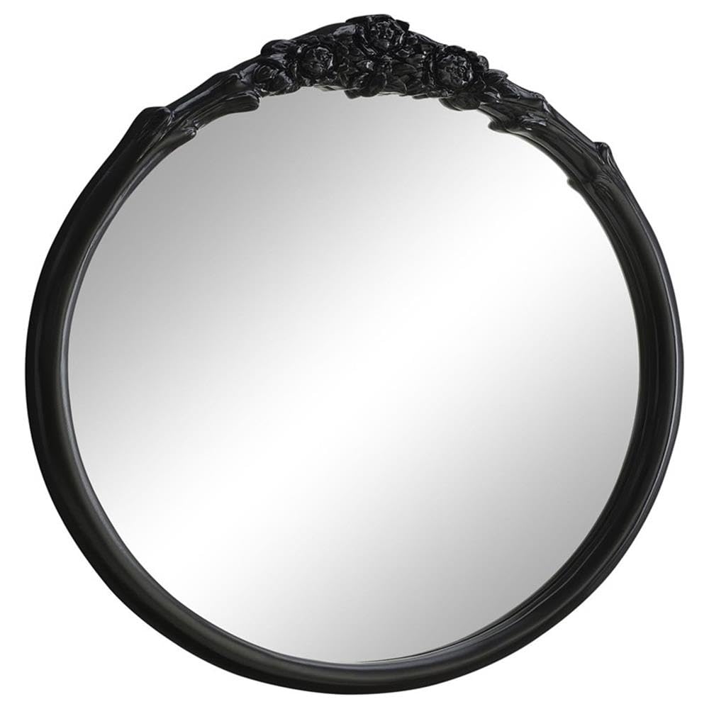 Coaster Sylvie Glass French Provincial Round Wall Mirror Black