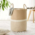 Abeera Laundry Hamper with Handles, Beige, Decorative Woven Basket for Home