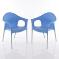 Nilkamal Plastic Chair For Cafe With Arm |Set Of 2 | 3 Year Warranty | For Home, Living Room, Outdoor | Blue Colour | Ns09Ss