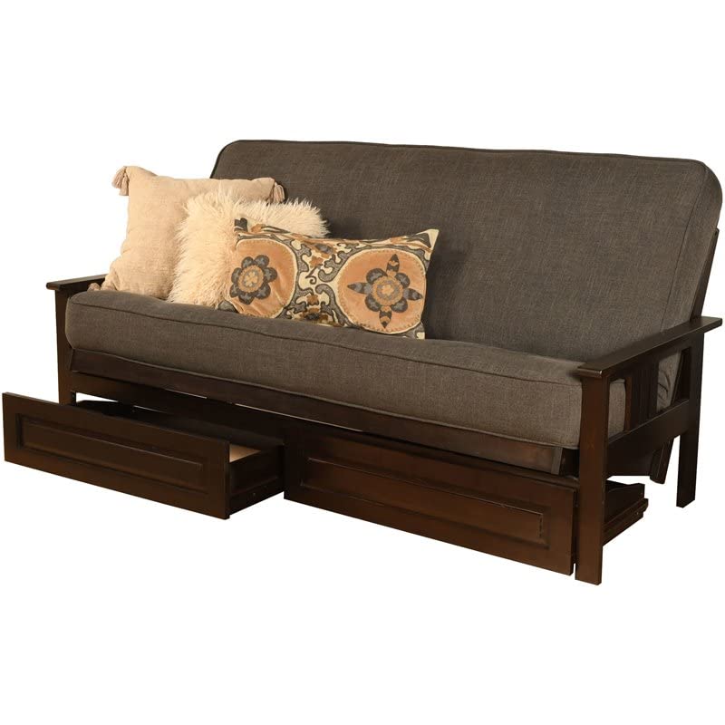 Kodiak Furniture Monterey Espresso Storage Sofa with Charcoal Fabric Mattress