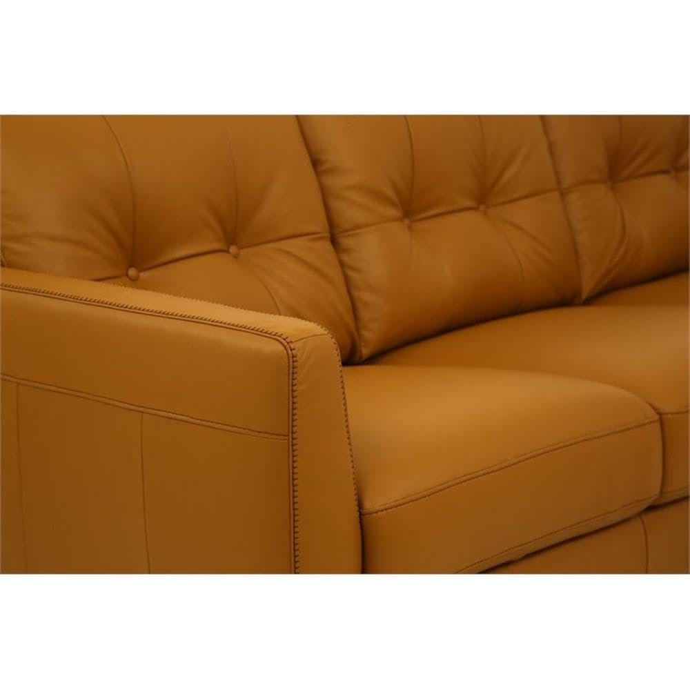 Acme Radwan Tufted Leather Sofa in Caramel