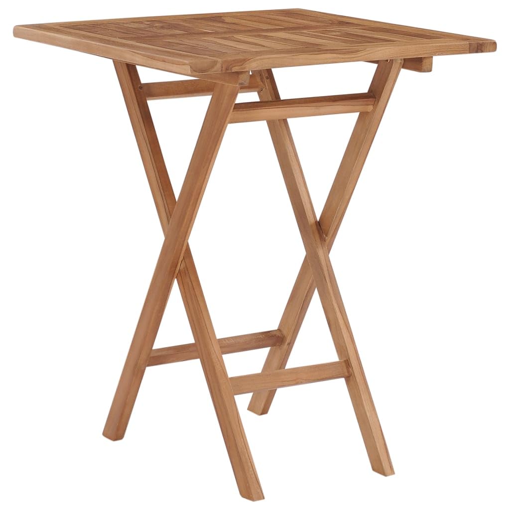 vidaXL Folding Patio Table - Fine Sanded Teak Hard Wood Garden Table - Weather-Resistant Outdoor Dining Furniture - Brown