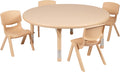 Flash Furniture Emmy 45' Round Natural Plastic Height Adjustable Activity Table Set With 4 Chairs