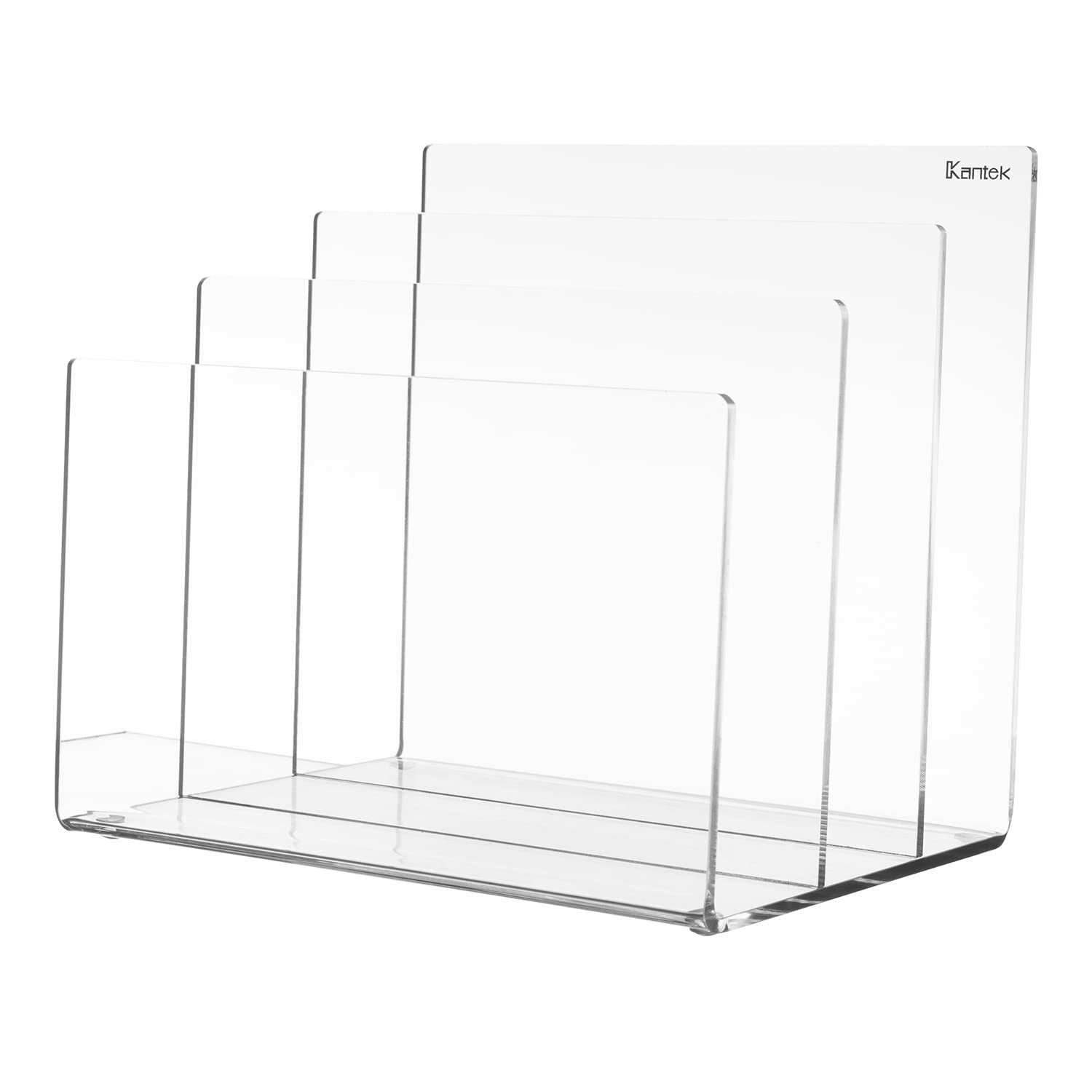 Kantek Clear Acrylic File Sorter, 3 Section Desk Collator, 8' X 6.5' X 7.6', Non-Skid Feet, Office Organizer, Desk Accessory
