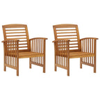 vidaXL Solid Acacia Wooden Garden Chairs - Set of 2, Comfortable Outdoor Seating with Durable Material, Ideal for Patio and Garden
