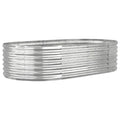 vidaXL Silver Garden Raised Bed - Durable Powder-Coated Steel, Oval Shape, DIY Assembly, Decor for Garden, Balcony, and Patio