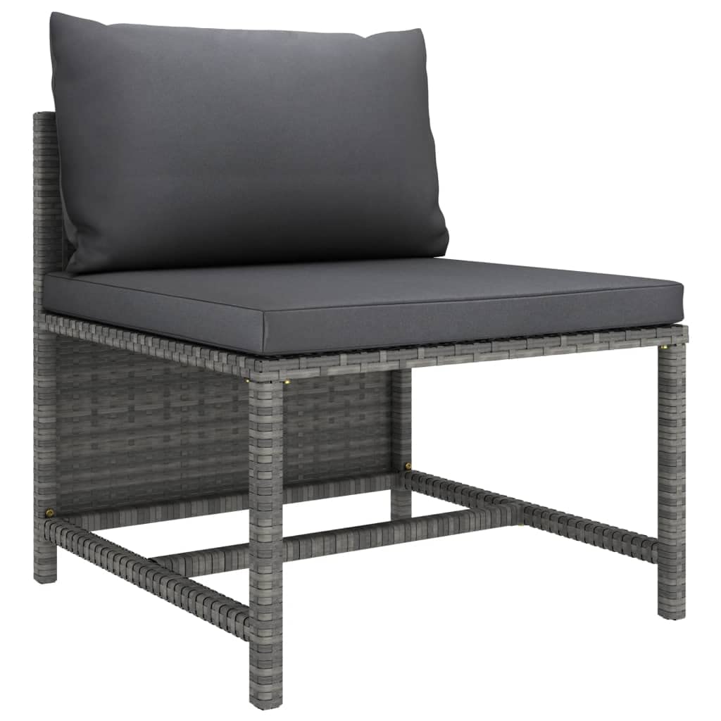 vidaXL 8-Piece Patio Lounge Set with Cushions, Poly Rattan, Powder-Coated Steel Frame, with Dining Table, Gray