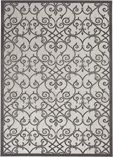 HomeRoots Grey/Charcoal 100% Polypropylene 4’ x 6’ Gray and Charcoal Indoor Outdoor Area Rug