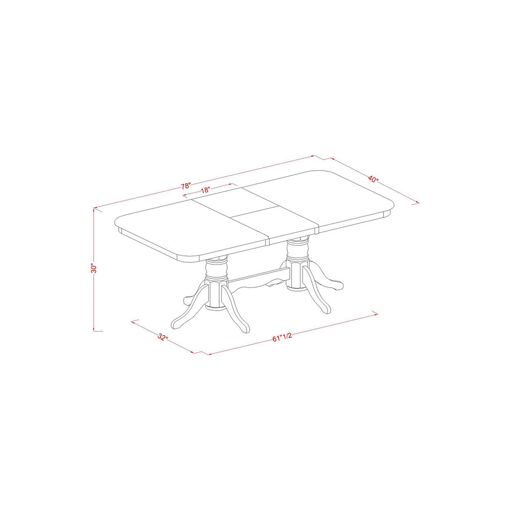 East West Furniture NANA9-SBR-C Napoleon 9 Piece Kitchen Set Includes a Rectangle Table with Butterfly Leaf and 8 Linen Fabric Dining Room Chairs, 40x78 Inch