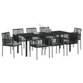 vidaXL Garden Dining Set 9 pcs Black PE Rattan