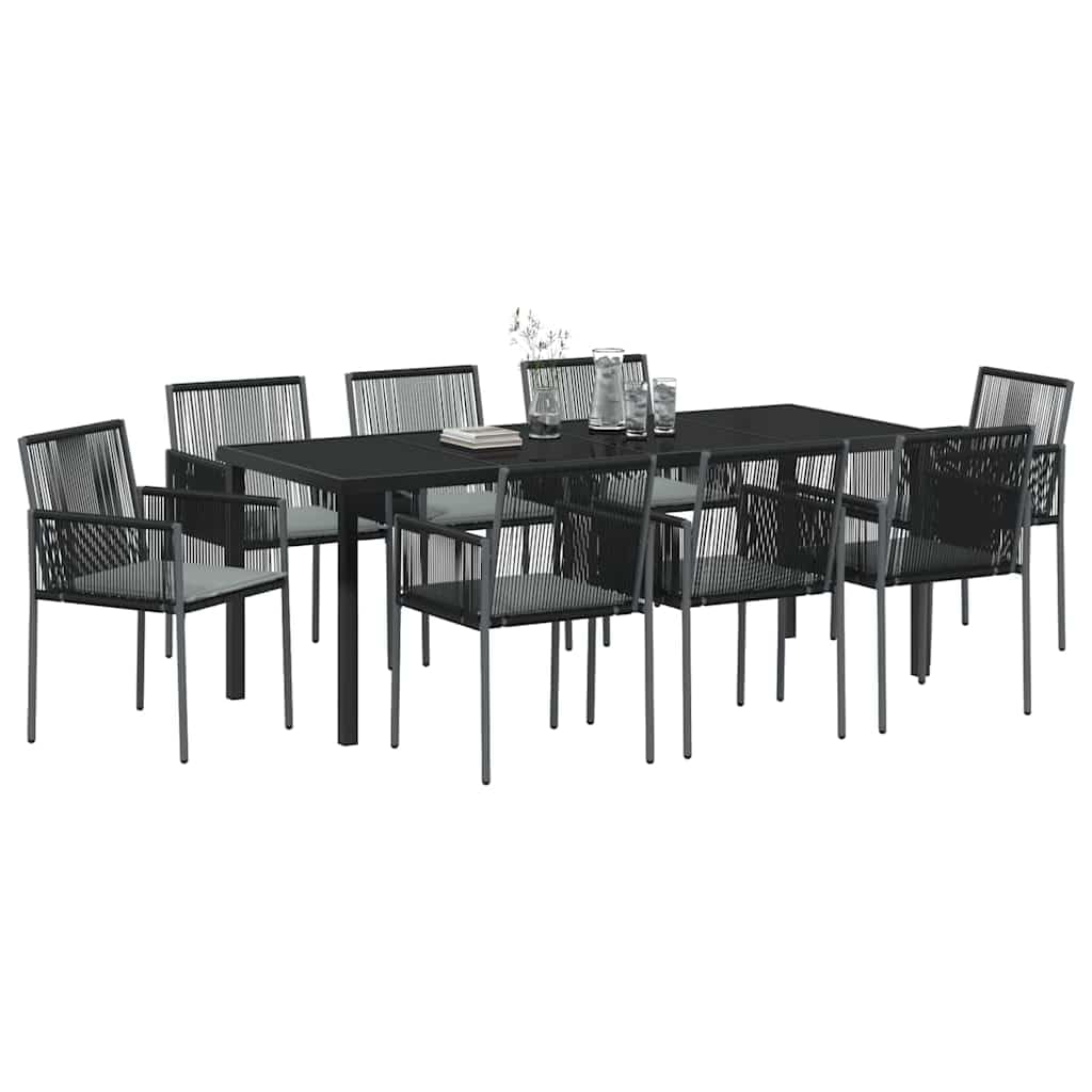 vidaXL Garden Dining Set 9 pcs Black PE Rattan