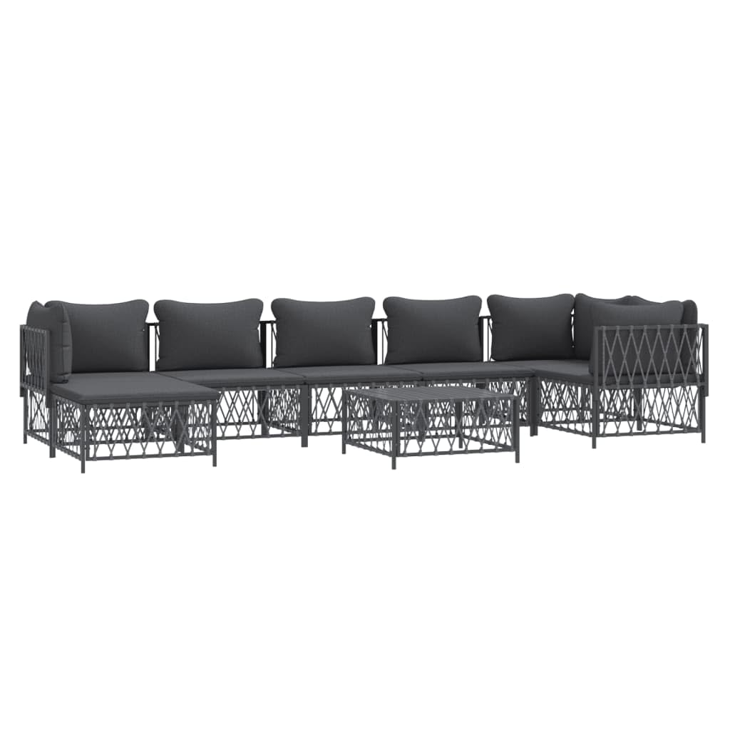 vidaXL Modern 8 Piece Patio Lounge Set with Comfortable Cushions, Modular Design, Durable Woven Fabric, Powder-Coated Steel Frame, Anthracite