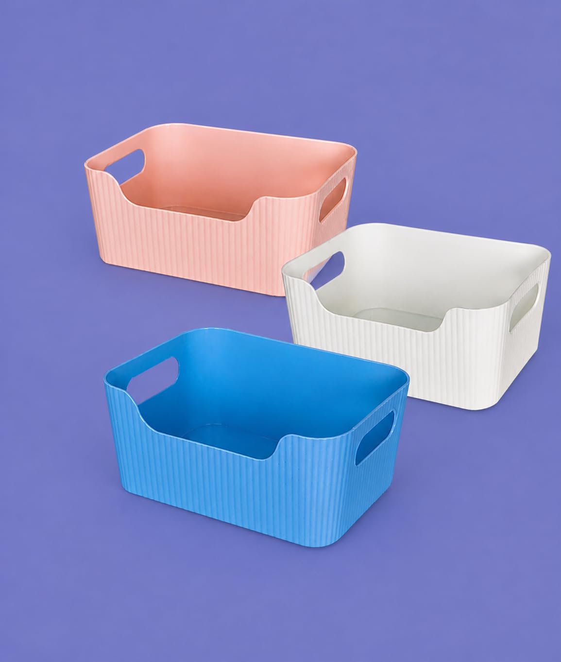 Sriyai Multipurpose Plastic Storage Basket With Handles | Organizer Bin For Kitchen, Bathroom, Wardrobe & Office | Durable Space