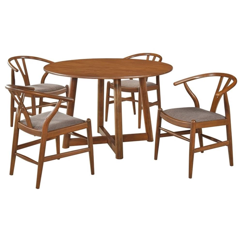 Coaster Home Furnishings Dinah 5-Piece Round Solid Wood Dining Set Walnut