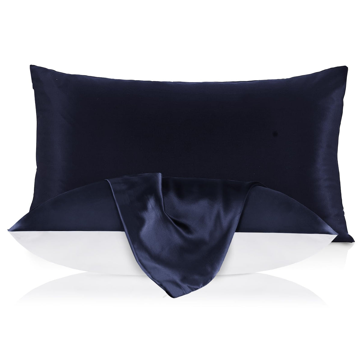 Lilysilk Silk Pillowcase For Hair And Skin 19Mm Silk Bed Pillow Case With Cotton Underside Standard 20X26 Inch Navy Blue 1Pc