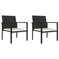 vidaXL Modern Patio Dining Chairs - Set of 2, Outdoor Use Poly Rattan Design in Black with Cream Cushions, Weather-Resistant and
